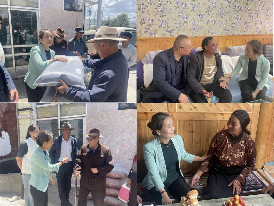 图为天津市残联党组成员赴青海省同仁市瓜什则乡阿旦村慰问少数民族家庭